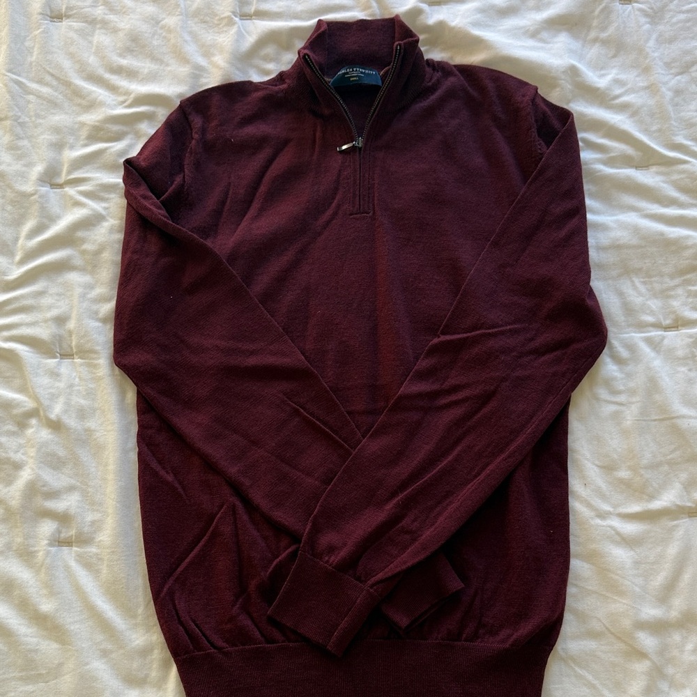 Charles Tyrwhitt Men's Maroon Zip-Up Sweater